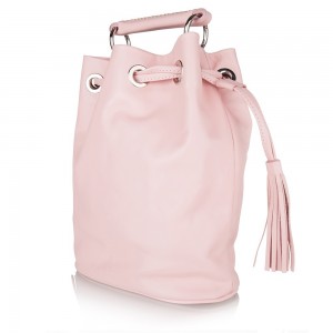 The Leather-Bit Bucket Bag -  Light Pink - Stiff Leather